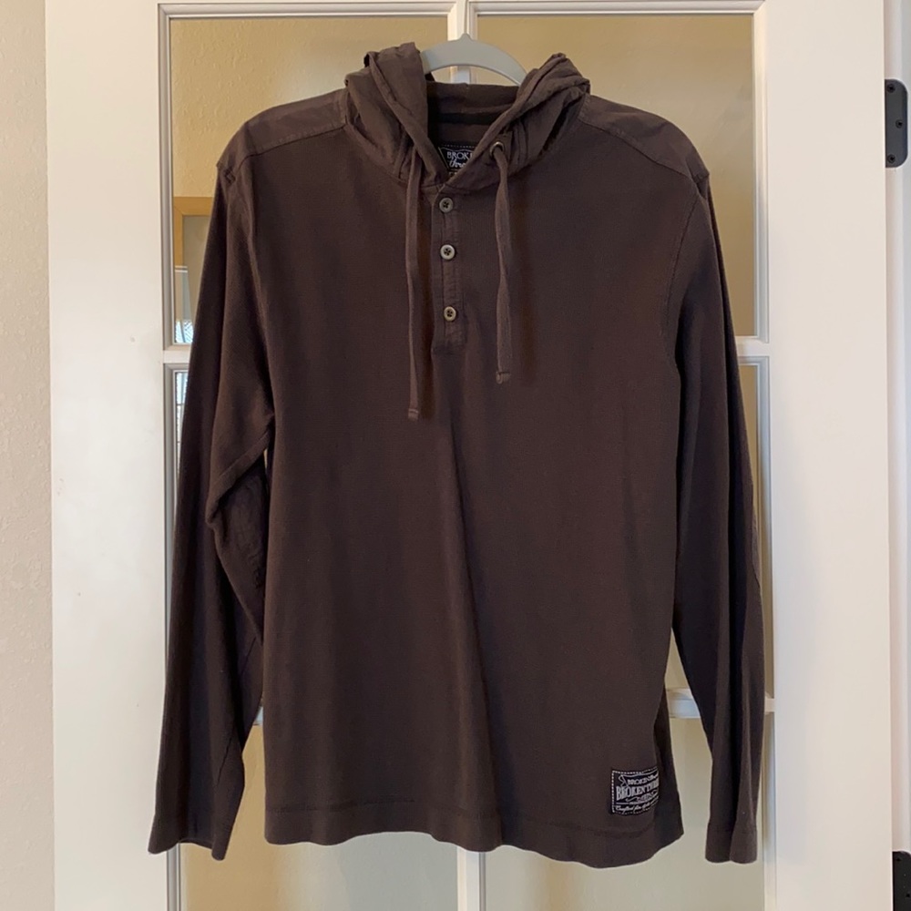 Broken Threads long sleeve hoodie tee shirt brown gray L